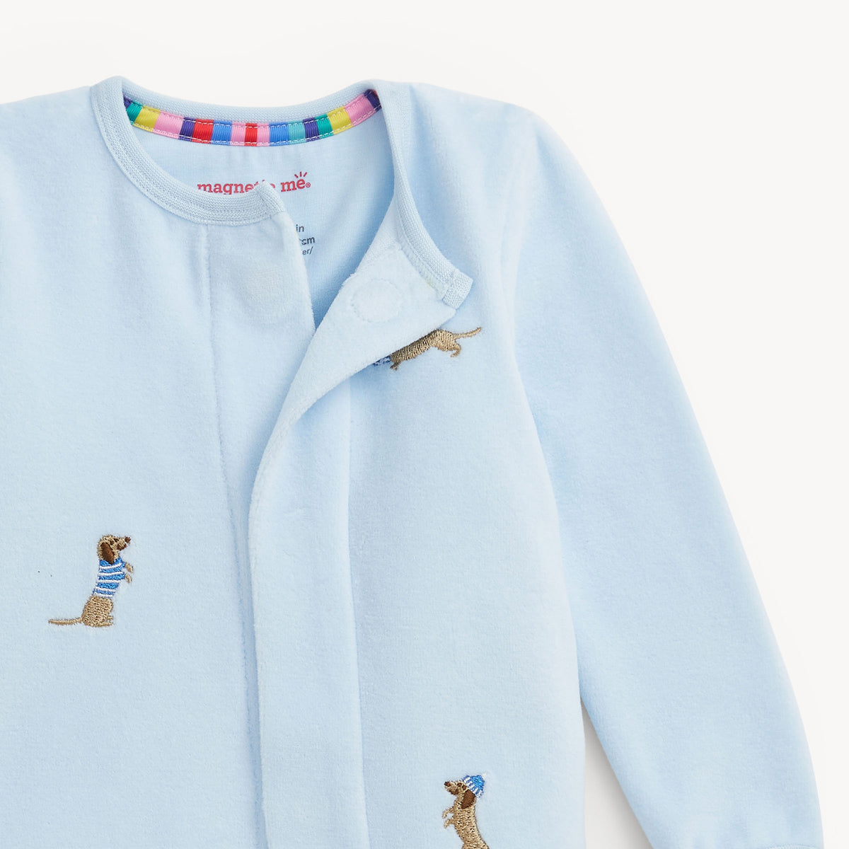 Embroidery Dogs Velour Footie