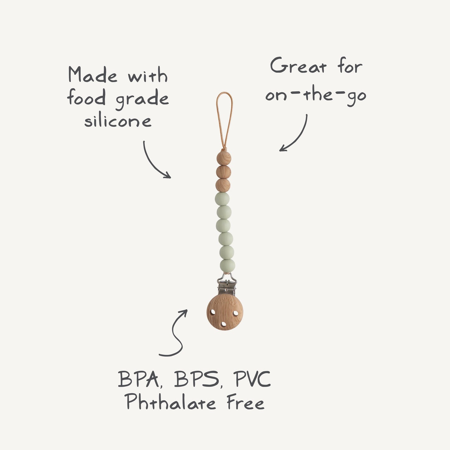 Silicone Pacifier Clip Eva - Sage