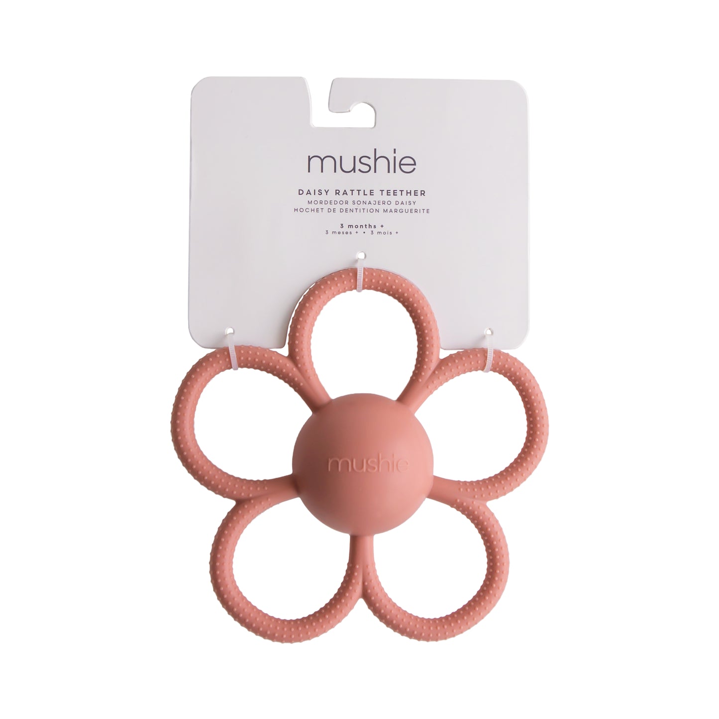 Daisy Rattle Teether - Dusty Rose