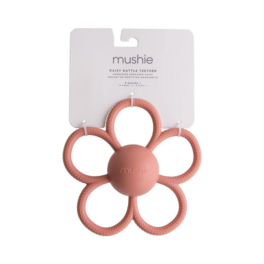 Daisy Rattle Teether - Dusty Rose