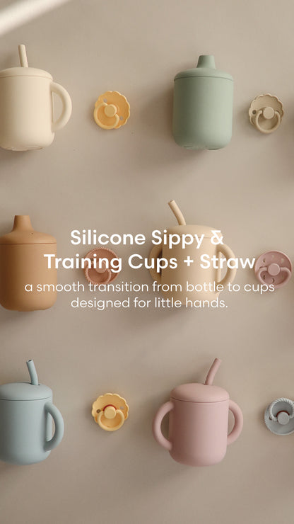 Silicone Training Cup + Straw | 실리콘 트레이닝 컵 + 빨대