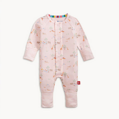 Serene Safari Pink Modal Convertible Coverall | 발싸개 겸용 자석 우주복