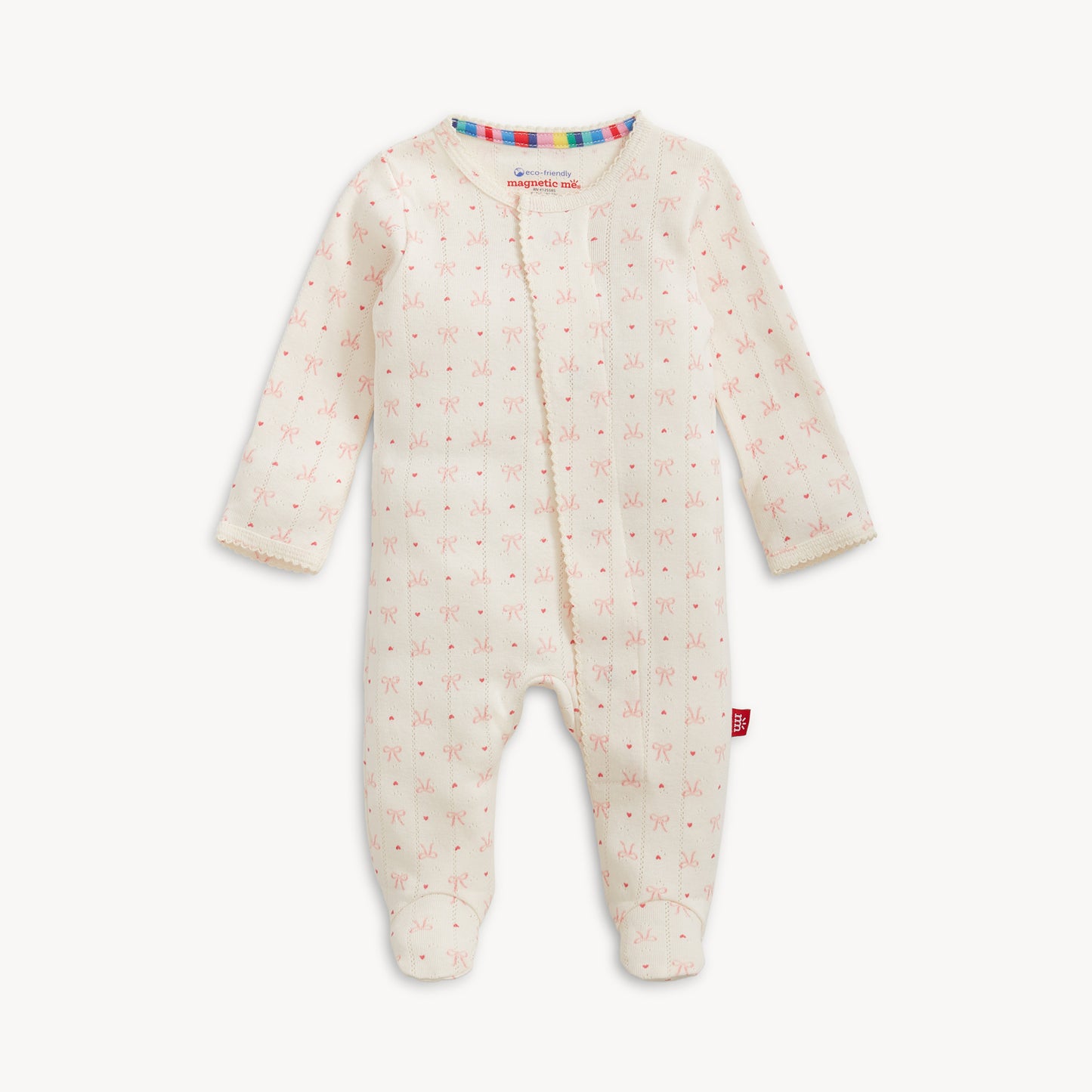 Magnetic Footie Pointelle - Heart & Bow